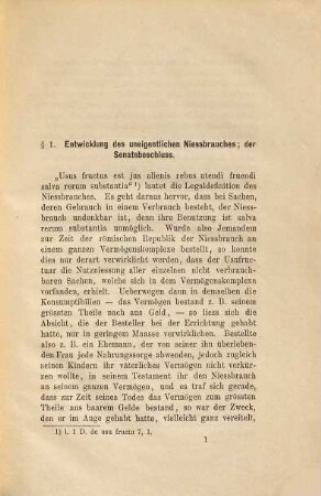 Über den uneigentlichen Nießbrauch an körperlichen Sachen