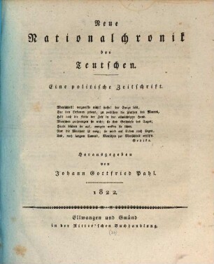 Neue Nationalchronik der Teutschen : eine politische Zeitschrift. 3, 3. 1822