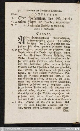 Confessio Oder Bekenntniß des Glaubens etlicher Fürsten und Stände, überantwortet Kayserlicher Majestät zu Augsburg Anno MDXXX