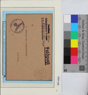 Dienstbrief, Schiffsname/Landeinheit: 6. Minensuchflottille, Feldpostnr. 17661; Frankatur, Mi.-Nr.: [Keine]; Poststempel: h 4.6.42.-17; Nebenstempel: Feldpost-Nr. M 17661