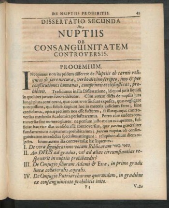 Dissertatio Secunda De Nuptiis Ob Consanguinitatem Controversis