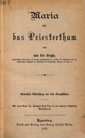 Maria und das Priesterthum