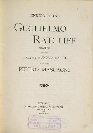 Guglielmo Ratcliff : tragedia
