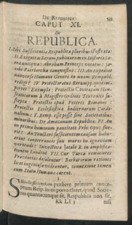Caput XI. De Republica