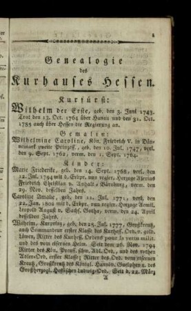 Genealogie des Kurhauses Hessen