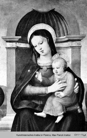 Thronende Madonna mit Stifter Bartolomeo Dainelli und den Heiligen Antonius Abbas und Franz von Assisi