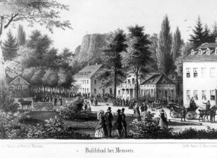 Meißen-Buschbad. Das Buschbad, Lithographie (Stadtarchiv Meißen)