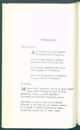 Poesías : Primavera [y] Soneto [y] Los dos paisajes [y] Soneto