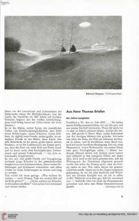 49: Aus Hans Thomas Briefen, [1] : an Julius Langbehn