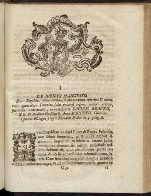 I. De iuribus Majestatis Regni Poloniae.
