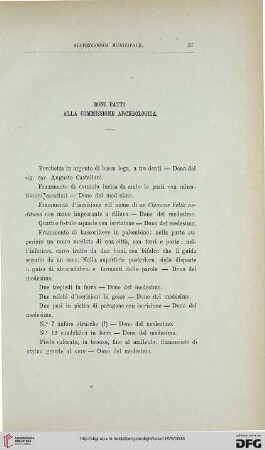 Doni fatti alla Commissione Archeologica