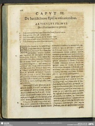 Caput III. De Iurisdictione Epis. in visitationibus
