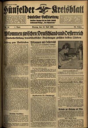 Erste Ausgabe vom Montag, den 13. Juli 1936.