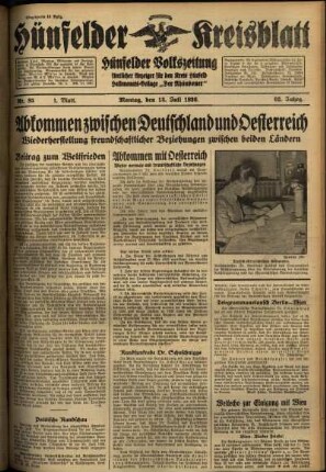 Erste Ausgabe vom Montag, den 13. Juli 1936.