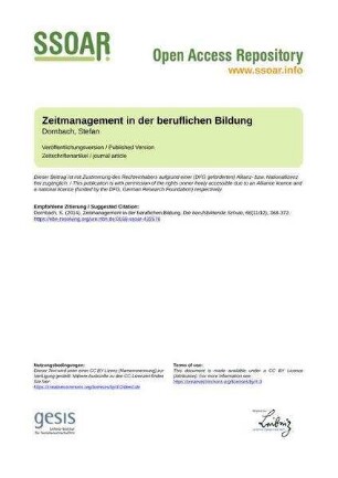 Zeitmanagement in der beruflichen Bildung