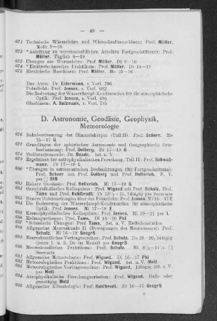 D. Astronomie, Geodäsie, Geophysik, Meteorologie