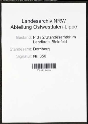 Heiratsregister Standesamt Dornberg