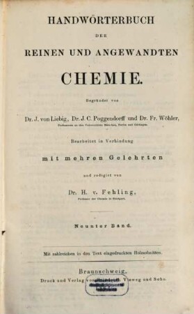 Handwörterbuch der reinen und angewandten Chemie, 9