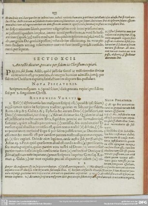Sectio XCII. An recte dicatur, peccata per sidem in Christum expiari