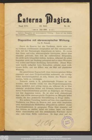 Band XVI. III. Heft. Nr. 63. Juli 1900.
