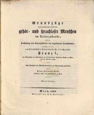 Grundzüge des physischen Lebens gehör- und sprachloser Menschen im Naturzustande : oder Darstellung des Seelenzustandes der ungebildeten Taubstummen ...