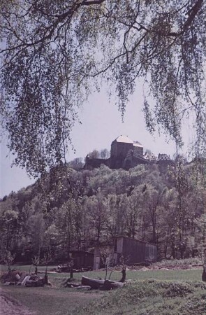 Sächsische Schweiz. Blick vom Elbufer auf die Festung Königstein