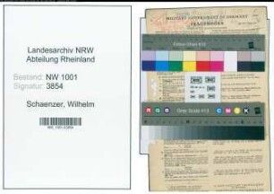 Entnazifizierung Wilhelm Schaenzer, geb. 06.05.1891 (Oberinspektor)