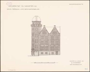Universität Münster Hörsaal- und Seminargebäude: Aufriss Seitenansicht 1:100