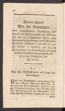 Zweites Kapitel. Von der Baumschule, ...
