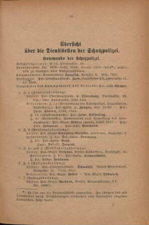 Übersicht über die Dienststellen der Schutzpolizei