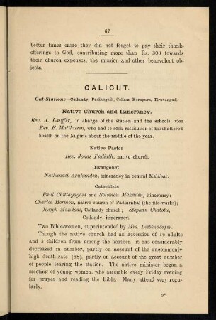 67-70, Calicut (with out-stations)