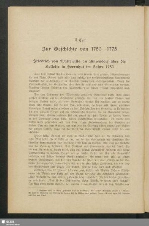 III. Teil. Zur Geschichte von 1750-1775