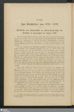 III. Teil. Zur Geschichte von 1750-1775