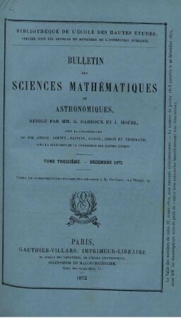 Tome Troisième - Décembre 1872.