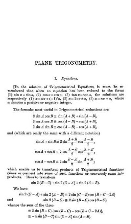 Plane Trigonometry.