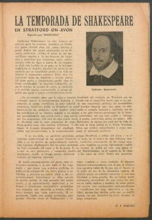 La temporadad de Shakespeare : En Stratford-on-avon