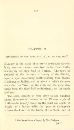 Chapter X. Description of the town and valley of Nayakot