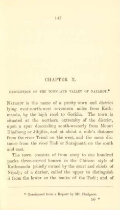Chapter X. Description of the town and valley of Nayakot