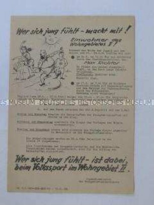Hektografiertes Flugblatt aus dem EKO mit dem Aufruf zum Wohngebietssportfest