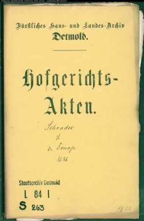 Schrader, Johann gegen Drost Levin von Donop - Schuldforderung