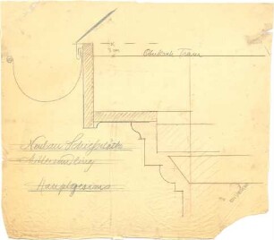 Pfann, Paul; München - Mittersendling, Zielstattstr.; Neue Schießstätte - Hauptgesims (Schnitt)