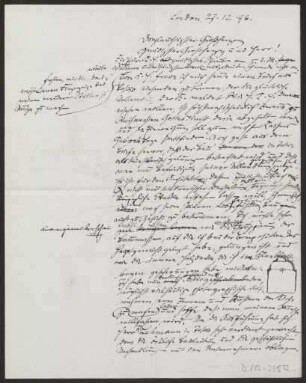Schreiben an Carl Alexander Großherzog von Sachsen-Weimar (Briefentwurf)