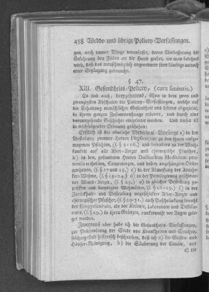 XIII. Gesundheits=Policey.