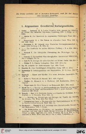 1. Allgemeines, Geschichte, Kulturgeschichte (Nr. 1-273)