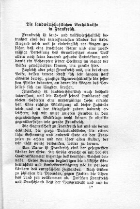 Die landwirtschaftlichen Verhältnisse in Frankreich.