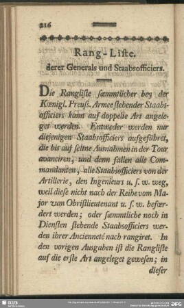 Rang-Liste derer Generals und Staabsofficiers