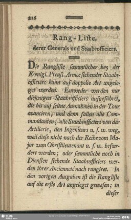 Rang-Liste derer Generals und Staabsofficiers