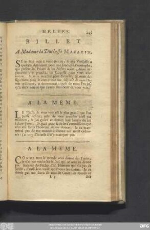 Billet A Madame la Duchesse Mazarin.