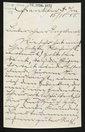 Brief an Wilhelm Engelmann : 15.10.1885