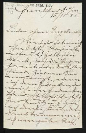 Brief an Wilhelm Engelmann : 15.10.1885